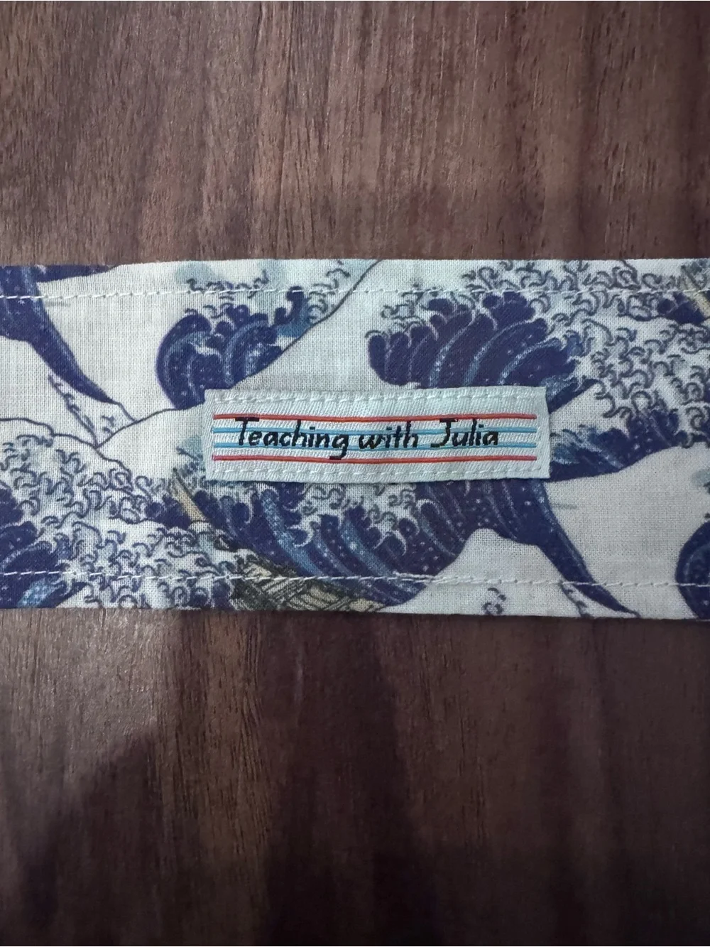 Teaching with Julia Blue and White Wave Print Scarf headband